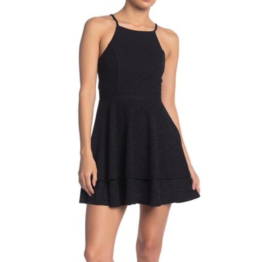 🔥ROW A Metallic Black Lace Back Mini Dress - Size Medium - Size M